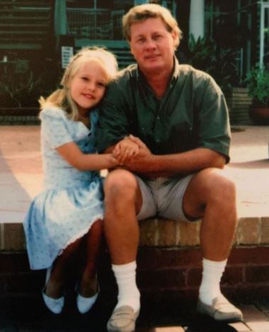 Childhood picture of Sharna Burgess with her father Ray Burgess.